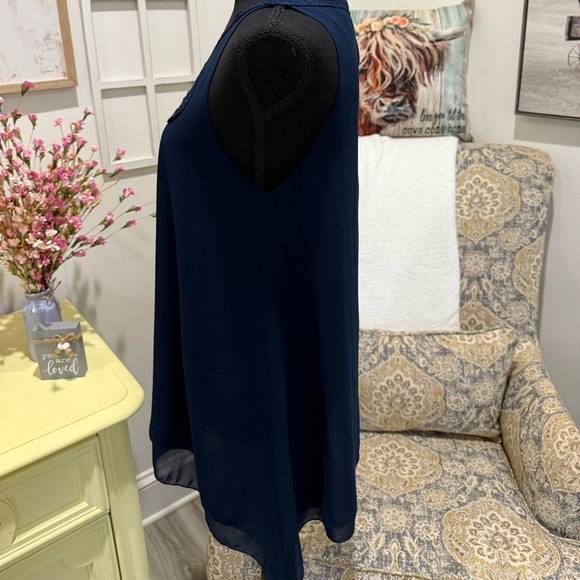 Max Studio Dark Blue Dress with Lace Accent - Picture 5 of 6